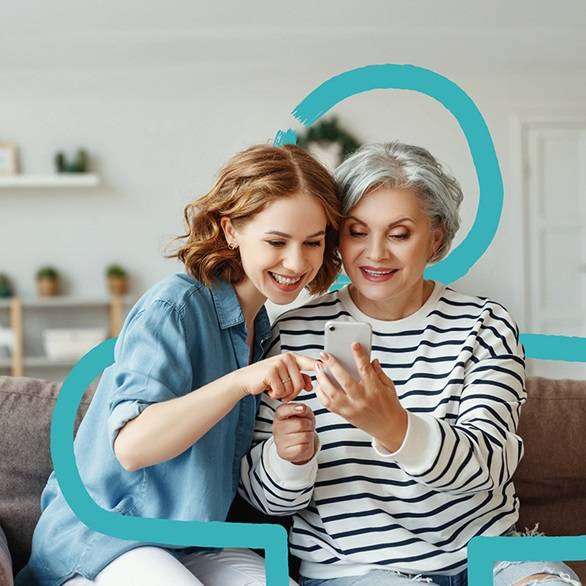 Frau erklärt App